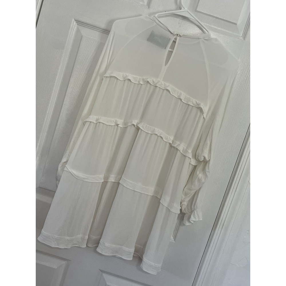 Reformation XS White Tiered Mini Dress Romantic Cottagecore Babydoll Ethereal - Picture 3 of 11